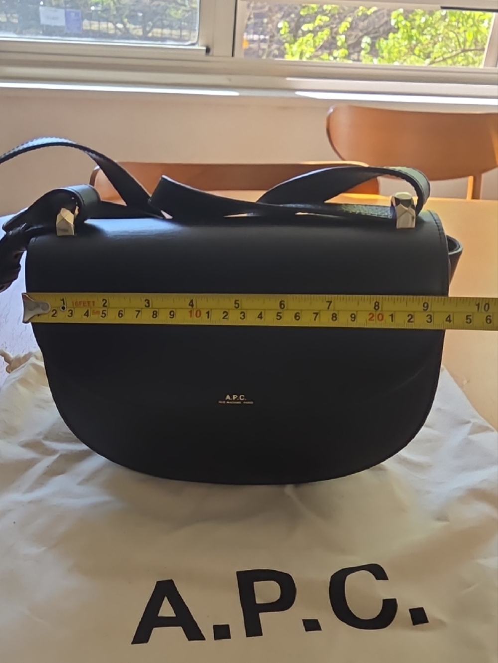 A.P.C. Black Leather Saddle Crossbody Bag with Gold Accents - Picture 5 of 9